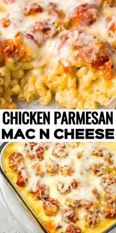 this chicken parmesan mac n cheese casserole is the perfect meal for busy nights