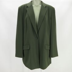 Jones New York Womens Blazer 16W Plus Olive Green Lined Career Work Jacket #JonesNewYork #Blazer Womens Blazer, Work Jacket, Work Jackets, Jacket Outfits