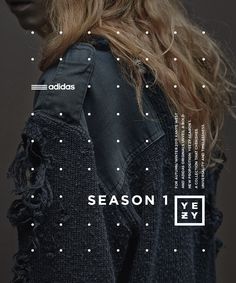 an advertisement for adidas featuring a woman with long hair and black jacket on her shoulders