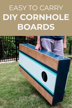 an easy to make diy cornhole board game with instructions on how to use it