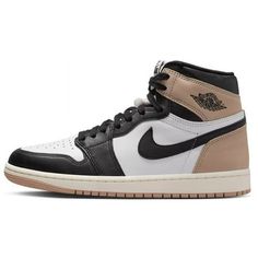 Women's Jordan 1 Retro HI OG Black/Legend MD Brown-White Size: 10.5.  Gender: female.  Age Group: adult. Birthday 14th, White And Gold Shoes, School Shoe, Black Legends, Preppy Shoes, Black Jordans, Shoe Ideas, All Nike Shoes, 95 Nike