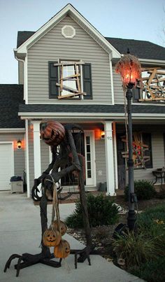 a halloween decoration in front of a house