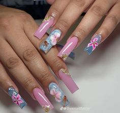 Long Acrylic Nail Designs, Colored Acrylic Nails, Girly Acrylic Nails, Cute Acrylic Nail Designs, Classy Acrylic Nails, Really Cute Nails, Long Acrylic Nails Coffin, Acrylic Nails Coffin Pink