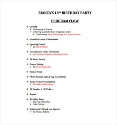 the birthday party program is shown in this format