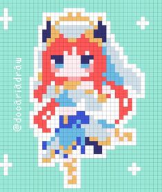 the pixel art is designed to look like an anime character