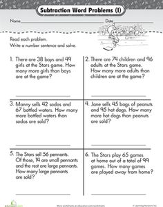 the subtraction word problems worksheet for students to practice their reading skills