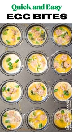 an image of egg bites in muffin tins with the title overlay reading quick and easy egg bites