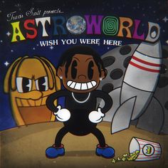 a cartoon character is standing in front of a rocket ship and an astronaut's name