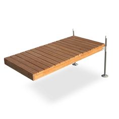 a wooden bench with two poles attached to the bottom and one pole in front of it