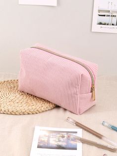 1pc Simple Large-Capacity Pencil Case, Corduroy Material Multifunctional Pencilcase,School Supplies,Pencil Pouch,Office Supplies For Desk,Back To School Season Gifts Pink    Polyester     Filing Products, size features are:Bust: ,Length: ,Sleeve Length: Cute Small Pencil Case, Pink Pencil Pouch, Pencilcase School, Pink Pencil Case, Cute Pencil Pouches, Gifts Pink, Pencil Storage, Corduroy Material, Breast Tape Lift