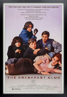 the breakfast club movie poster with people sitting on the floor and one person standing up