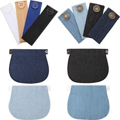 PRICES MAY VARY. What you get: 12 pieces of elastic waistband extenders in total, come with 3 different styles, including 8 pieces of adjustable pant button extenders and 4 pieces of pregnancy waistband extenders, sufficient quantity and various colors can satisfy your daily uses and replacements Easy to use: just attach the maternity pant extender to your pants, trousers, skirts or other clothes, then cover it with a coat or jacket, which is easy to wear and take off; In addition, simple and cl Button Extender, Men Pants, Maternity Pants, Maternity Jeans, Type Of Pants, Sewing Notions, Dress Trousers, Pant Shirt, Colored Denim