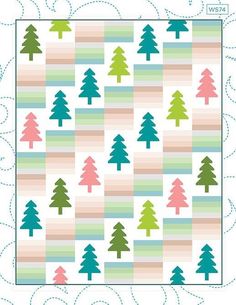 a quilt pattern with trees on it