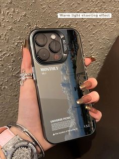 a woman is holding up her phone case with the words,'iphone 11 pro '