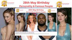 an advertisement for the 20th may birthday of celebritys and famous people, with photos of them