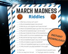 a sign that says march madness riddles