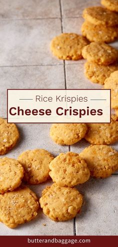 rice krispies cheese crispies on a counter with the words rice krispies written above them