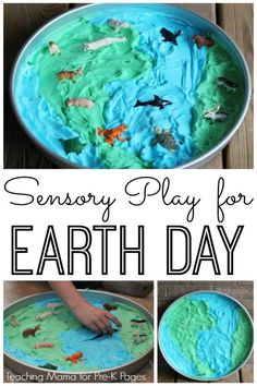 an earth day activity for kids to play in the sand and water with their hands