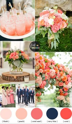 the color scheme is peach, blue and pink with popsicles on them for an outdoor wedding