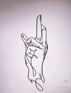 a black and white drawing of a person's hand