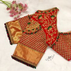 Bead Work Blouse, Embroidery Blouse Saree, Aari Blouses, Indian Dresses For Kids, Aari Design, Cutwork Blouse