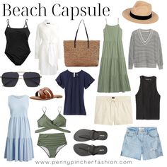 the beach capsule is packed with clothes and accessories