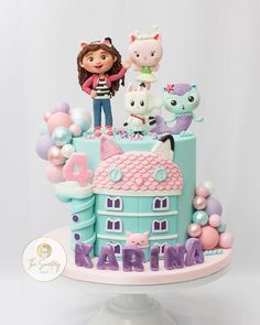 Gabby's dollhouse themed cake for Karina's 4th birthday! #gabbysdollhousecake #gabbysdollhouseparty #gabbysdollhousebirthday… | Instagram Gabbys Dollhouse Birthday Theme, 4th Birthday Cake For Girl, Gabby Themed Birthday Party, Kids Cakes For Girls Birthdays, 4 Th Birthday Ideas Girl