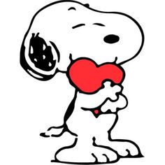 a cartoon dog holding a heart in its paws