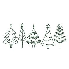 a line drawing of christmas trees on a white background