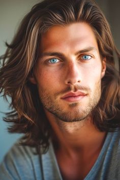 Men's Haircuts Medium Long, Long Men S Haircut, Men's Long Hairstyles Straight, Short Beard Styles For Men, Short Beard Styles, Hairstyle Male, Long Hairstyles For Men, Boys Hairstyles, Surfer Hair