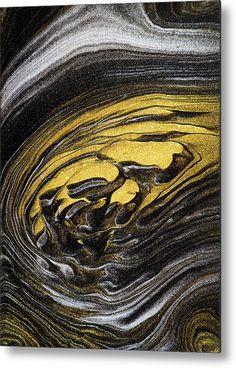 an abstract painting with black and yellow colors canvas print featuring swirling lines, swirls and curves