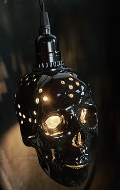 a light that is shaped like a skull with lights on it's head and eyes