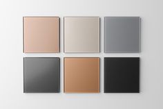 six different shades of gray, beige, and black are arranged in the same square