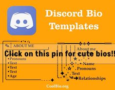 a yellow background with the words discord bio templates