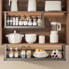 the shelves are filled with spices and condiments to make it easier for people to cook