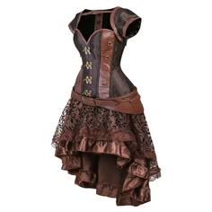 Steampunk Renaissance dress: unleash your victorian fantasy Whether you're attending a Steampunk convention, a themed party, or a Renaissance fair, our Steampunk Renaissance Dress will transport you to a world of enchantment and fascination. Embrace your inner Victorian fantasy and make a statement with this remarkable ensemble. Features: Includes: corset + matching bolero + skirt Material composition: 90% polyester 10% spandex Supporting material: 12 steel bones Bodyshaping Steampunk Corset Dress, Female Pirate Costume, Steampunk Halloween, Pirate Outfit, Steampunk Dress, Corset Costumes, Fest Outfits, Corset Skirt, Steampunk Corset