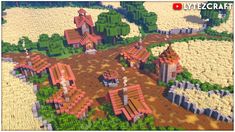 an aerial view of a village in minecraft