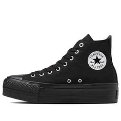 Converse All Star Lifted High Top 'Black' 31311130 Black Converse Platform, All Black Converse, Rhinestone Boots, Black Chucks, Converse Platform, Black Converse, Prom Looks, Black High Tops, Safe Space