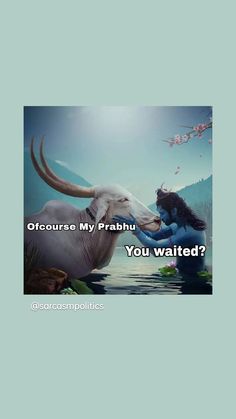 an elephant and a woman in the water with text that reads, octopuse my prabu you waited?