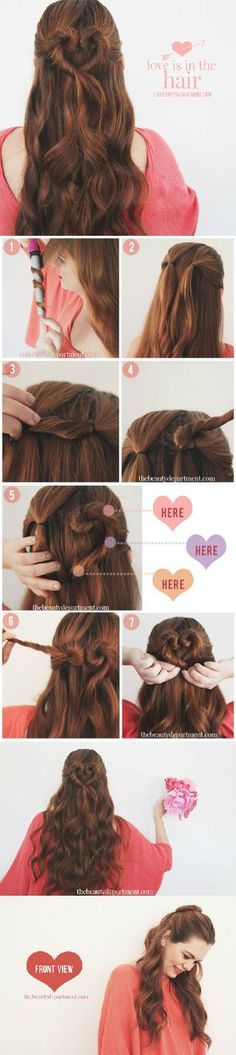 Heart Bun Hairstyle Heart Braid, Lazy Hairstyles, Lazy Days, Love Hair, Hair Dos, Up Hairstyles, Pretty Hairstyles