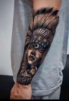 Native American Warrior Tattoos, Wolf Girl Tattoos, Really Bad Tattoos, Headdress Tattoo, Viking Tattoo Symbol, Native American Tattoo, Hip Thigh Tattoos, Full Leg Tattoos, Last Kingdom