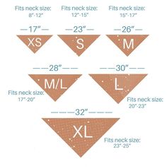 three different sizes of triangles with measurements for each triangle