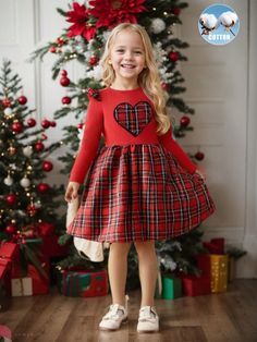 Casual Christmas Dresses, Prom Dresses Online, Christmas Dress, Mommy And Me, Dress P, Tartan, Round Neck, High Waist