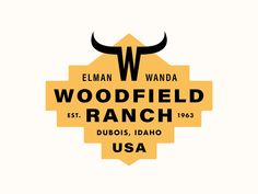 the logo for woodfield ranch, which is located in idaho's u s a