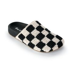 The Sak Bolinas Crochet Clog - |Hand Crochet - Black Check| Crochet Clogs, Crochet Sandals, Cotton String, Backless Design, The Sak, Shoe Closet, Dream Shoes, Market Bag, Design Set