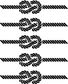 four different lines that have been drawn in black and white, each with an intricate knot