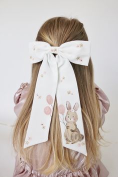 * This hair bow is hand painted! *Attached to an alligator clip * Please wear with adult supervision at all time!!  * Never wear headband or clip overnight or during nap time!  * Please note, this hair accessory conditions small parts!  * Would love to see your little ones wearing our accessories! Tag us on Instagram  @shopbabyadore. Painted Hair Bows, Hand Painted Hair, Embroidered Hair Bows, Creative Easter Eggs, Diy Hair Accessories Ribbon, Baby Dress Design, Bow Hair Accessories, Hair Painting, Diy Hair Accessories