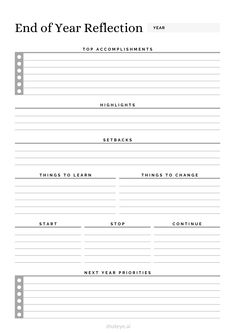 15+ Templates & Ideas for the End of Year Ref Yearly Review Questions, Year End Journaling, End Of Year Self Reflection Questions, New Year Reflection Worksheet, Yearly Review Template, End Of Year Reflection Template, Year Review Template, Free Journal Printables Templates Aesthetic, Notion Yearly Template