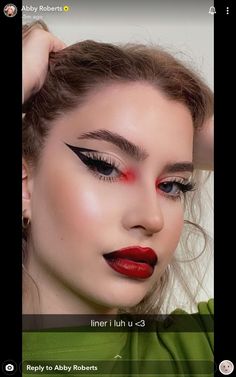 Red Rave Makeup, Red And Black Eye Makeup, Vampire Rave, Mascara Bleu, Black And Red Makeup, Unconventional Makeup, Red Makeup Looks, Abby Roberts, Egirl Makeup