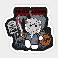 a sticker that says hello jason